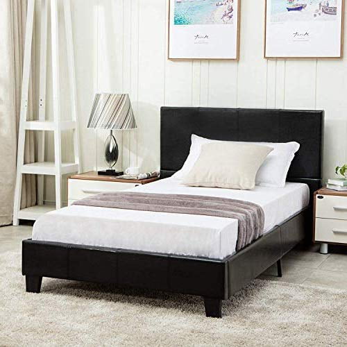 Mecor Twin Size Bed Frame Faux, Twin Bed Leather Headboard