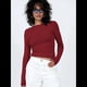 thumbnail image 4 of Camiseta de Larga con Cuello Redondo y Espalda Abierta para Mujer, Estilo Y2K, Estilo Retro Informal de Color Liso Vino Tinto L, 4 of 10