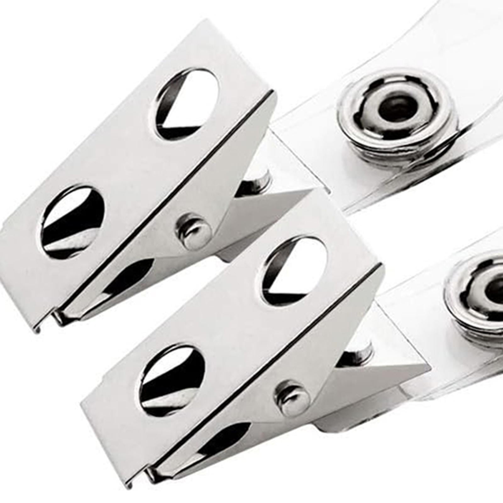 Abbraccia 100Pcs Metal ID Clips with Clear PVC Strap ID Clips Name Tag Clip for Work Badges ID Cards School Nurse