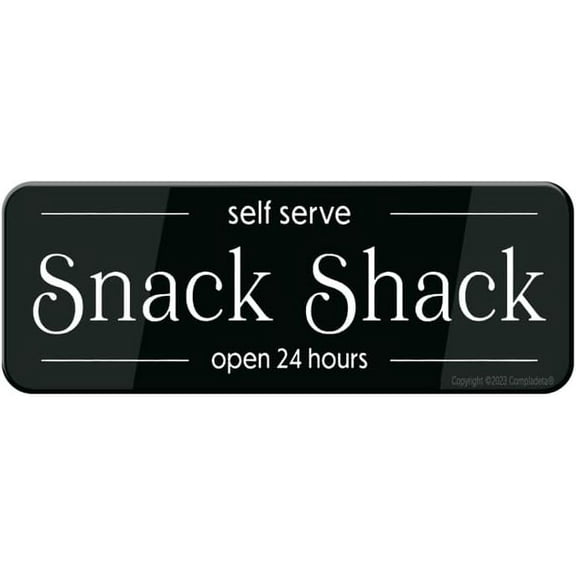 Acrylic Plastic Snack Shack Sign - Self Serve, 24 Hours, 9" x 3", Easy Install, Highly Visible for Office & Business