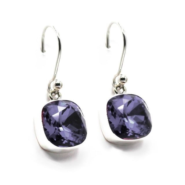 Aretes Zvezda Cushion color Tanzanite plata .925 gancho Zvezda ZAR-CSH12-TAN-G