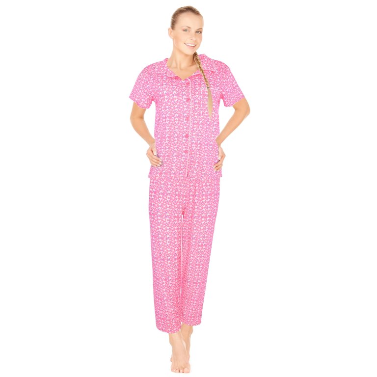 JEFFRICO Womens Pajamas For Women Capri Set Sleepwear Soft