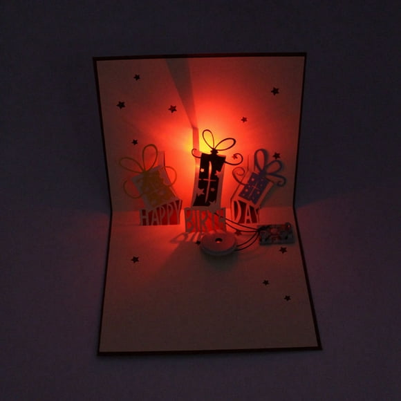 Cartes de Noël LED Lumière 3D Pop up Cartes Anniversaire Cartes de Voeux Cartes de Vacances
