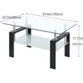 thumbnail image 3 of Modern Glass Coffee Table, 2-Tier Clear Tempered Glass Rectangle Tea Table for Living Room, 39.4"x23.7"x17.72" Stylish Center Table with Ample Storage, 3 of 6