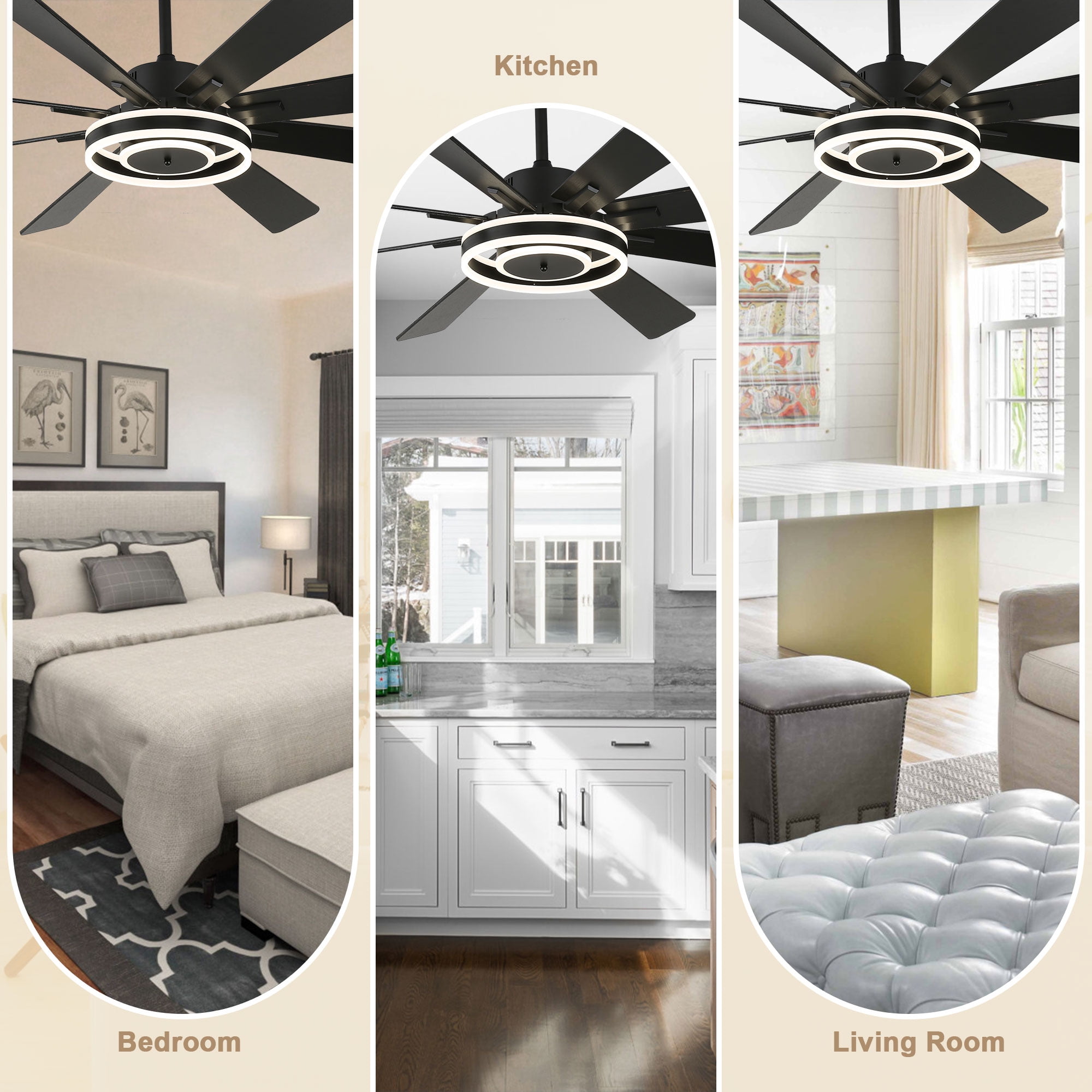 Bella Depot 72" Modern LED Ceiling Fan 6-Speed Reversible Chandelier With Dimmable Light and Remote Control