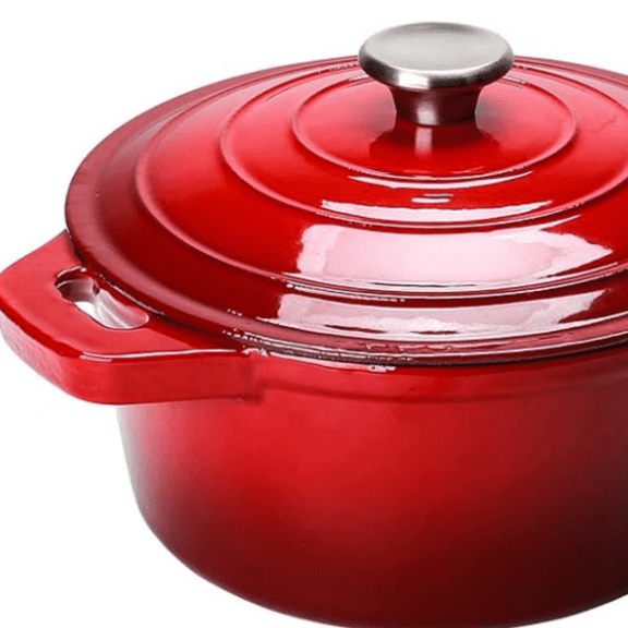 5.5 Quart Enameled Cast Iron Dutch Oven with Lid, 5.5 QT Deep Round Dutch Oven Pot with Dual Handles -Red