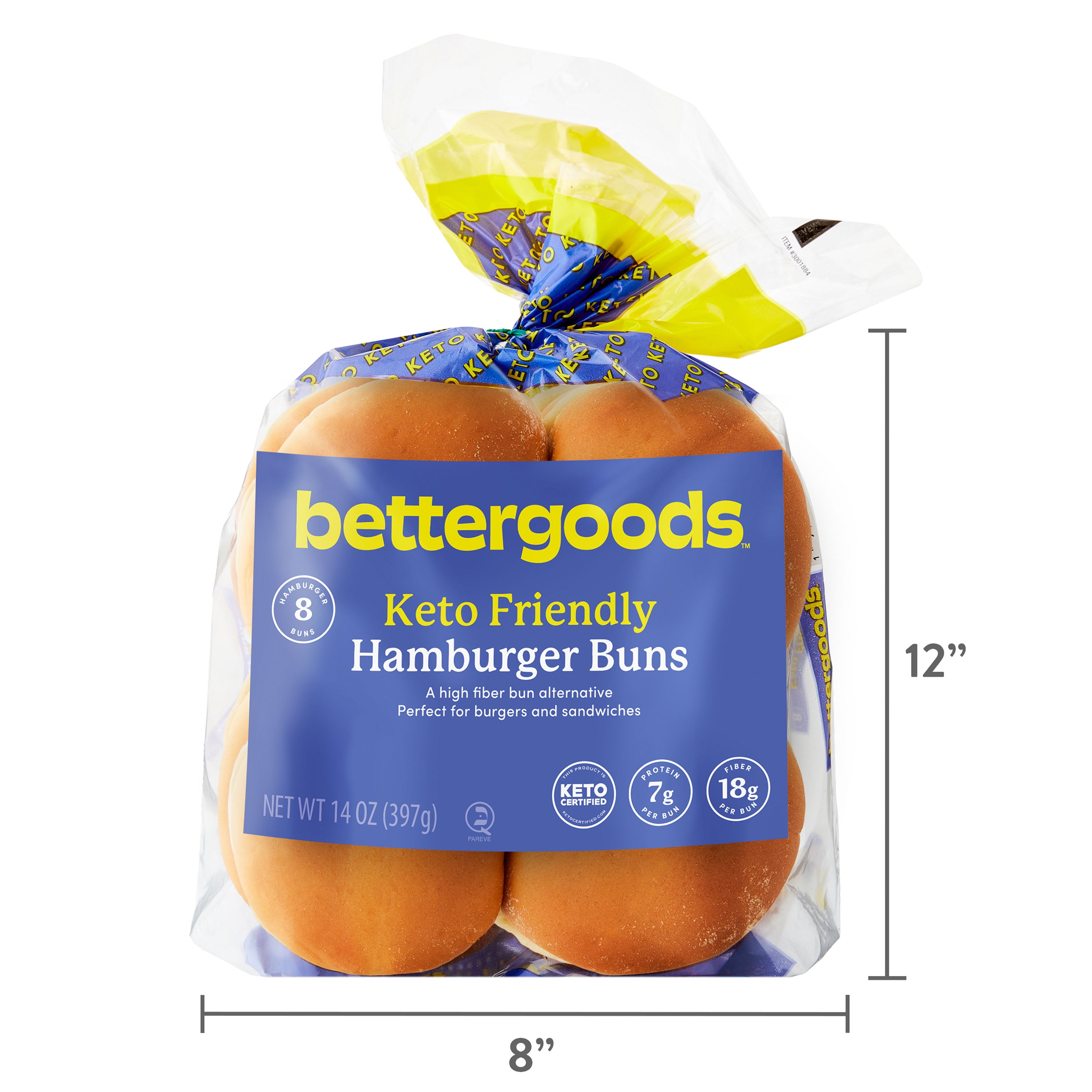 bettergoods Keto Friendly Hamburger Buns, 14 oz, 8 Count
