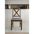 thumbnail image 2 of Home Design Oden Dining Chair (Set of 4), Brown/Gray, X-back design, Padded seat, Upholstered in soft gray fabric, Comfortable seating, Rustic-modern style, 2 of 6