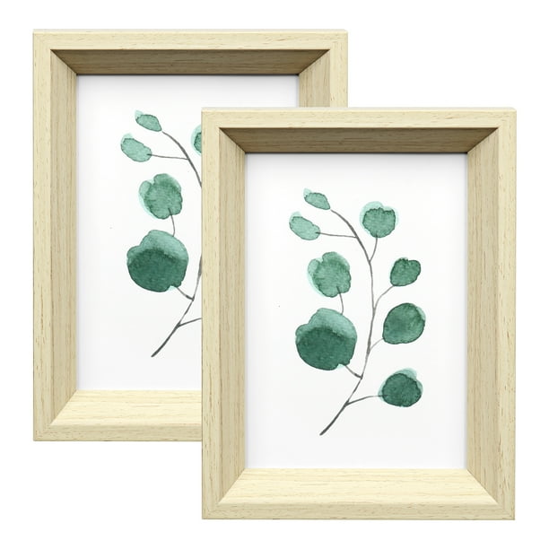 ArtbyHannah 2 Pack 8x10 inch Modern Picture Frames Set, Natural Wood