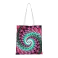 thumbnail image 1 of DouZhe Reusable Grocery Bags, Fractal Red Magenta Spiral Lightweight Polyester Canvas Cloth Tote Bag for Travle Gym Shopping School, 15" x 16", 1 of 7