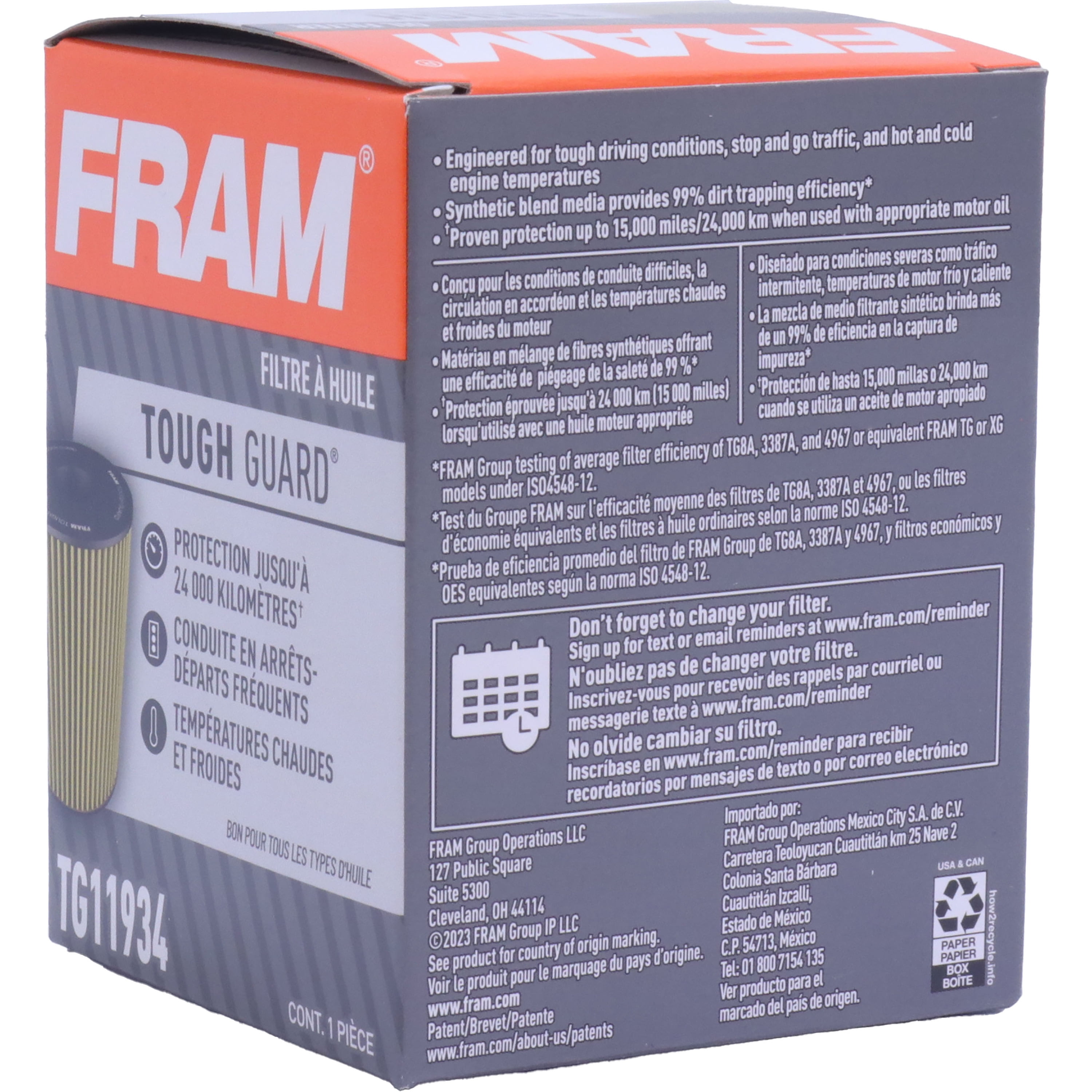 FRAM Tough Guard Oil Filter, TG11934, 15K mile Filter for Hyundai and Kia Vehicles