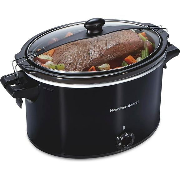 Slow Cooker, Extra Large 10 Quart, Stay or Go Portable With Lid Lock, Dishwasher Safe Crock, Black