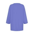 thumbnail image 4 of DENGDENG Women Tops 3/4 Sleevecasual Summer T Shirts Elbow Crew Neck Button Down Tunics Plus Size Three Quarter Length Blouses Petite Loose Pullover Purple XL, 4 of 5