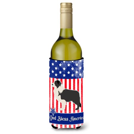 

Carolines Treasures BB3323LITERK USA Patriotic Black Border Collie Wine Bottle Beverge Insulator Hugger Wine Bottle