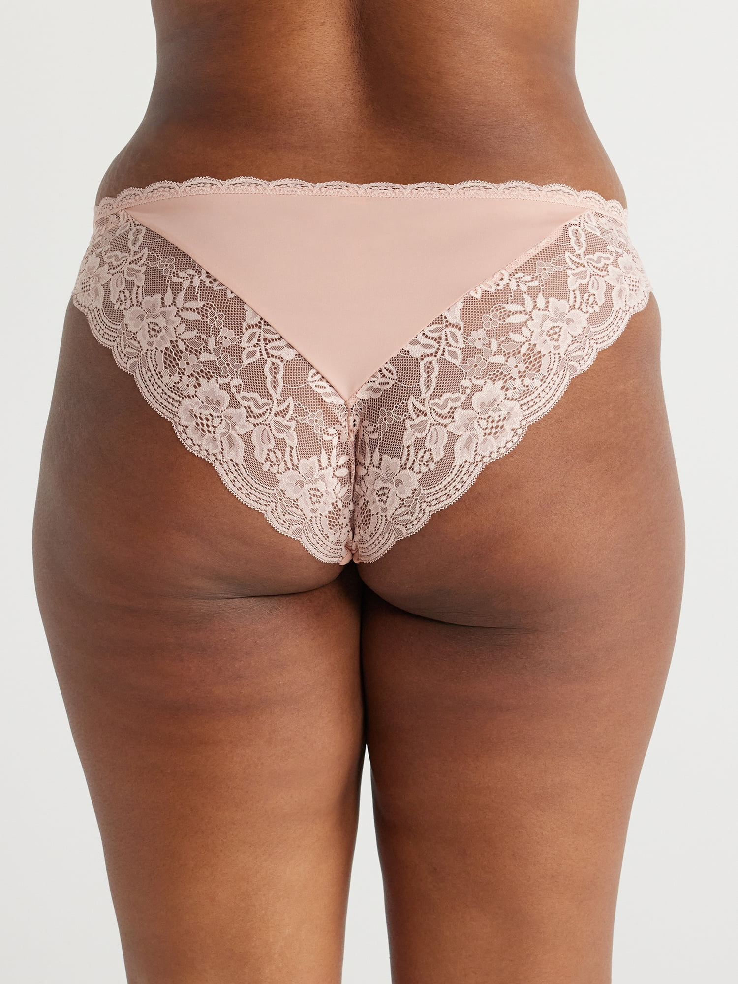 Joyspun Women's Microfiber and Lace Cheeky Panties, 3-Pack, Sizes XS-3XL