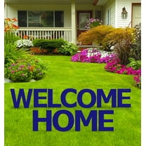 Welcome Home Navy Blue Yard Sign, 11pcs, Weather Resistant Plastic, Stakes Included