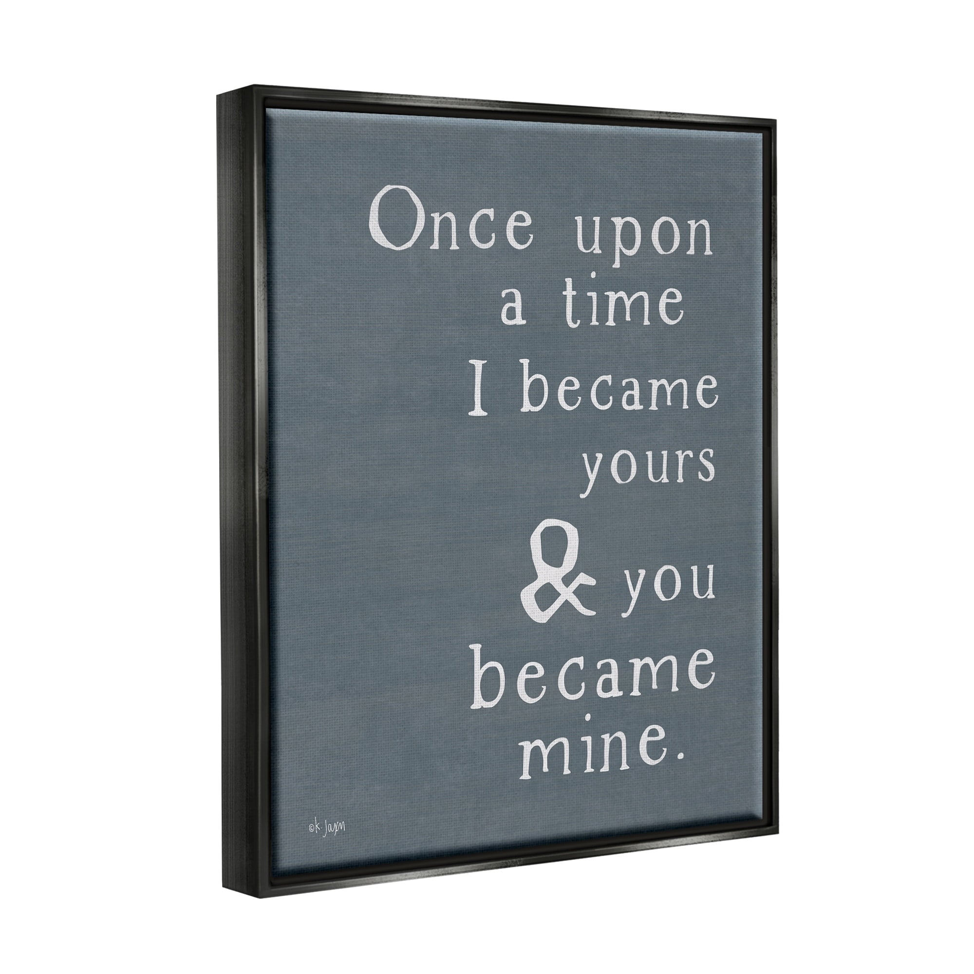 Stupell Industries Once Upon A Time Romantic Couple Loving Quote Graphic Art Jet Black Floating Framed Canvas Print Wall Art, Design by Jaxn Blvd.