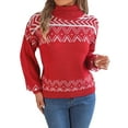 thumbnail image 3 of Women'S Sweaters Pullover Casual Long Sleeve Warm Sweaters Jumper Tops Fuzzy Knit Chunky Oversized Sweater Red S, 3 of 9