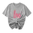 thumbnail image 2 of Purcolt Valentine's Day Women's Letter T-Shirt Casual Round Neck Loose Fit Comfy Short Sleeve Love Graphic Print Tees Tops, 2 of 5
