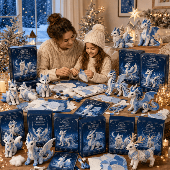 Felt Animal Sewing Kit for Beginners 2026, Arctic Winter Guardians Patchwork DIY Kit, Pre-Cut 3D Stuffed Mythical Creature Craft Kit for Relaxing Sewing, Desk Decor & Handmade Gift,#K