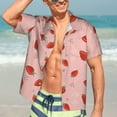 thumbnail image 5 of Lsque Strawberry pattern Hawaiian Shirt for Men, Unisex Summer Beach Casual Short Sleeve Button Down Shirts-, 5 of 9