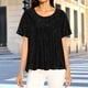 thumbnail image 2 of RKSTN Women's Oversized Sequin T Shirts Summer Sparkly Glitter Crewneck Ruffled Short Sleeve Shirts Pullover Top Womens Casual Solid Plus Size Round Neck Loose Double Layer Shimmer Effect Tee Shirt, 2 of 9
