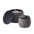 thumbnail image 4 of 2 Pcs Round Coffee Table Footstool with Detachable Top, Wood Accent Side Table Ottoman End Table, 4 of 6