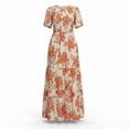 thumbnail image 5 of Xaqiouau Womens Boho Floral Maxi Dress Short Sleeve Casual Summer Long Dress Crew Neck Flowy A Line Beach Vacation Dress, 5 of 7
