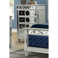 thumbnail image 5 of Contemporary Silver Finish 6pc Queen Size Blue Velvet Upholstered HB FB Bed Dresser Mirror Nightstand Chest Wooden Bedroom Furniture Set, 5 of 5