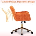 thumbnail image 6 of PAPROOS Vanity Chair with Back, Home Office Chair, Ergonomic Home Desk Chair with Artificial Rabbit Hair, Adjustable Swivel Task Computer Chair with Arm, Wheels, Orange, 6 of 10