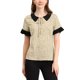 thumbnail image 5 of INSPIRAR CHIC Blusas de Manga Corta con Cuello de Muñeca en Contraste de Lunares para Mujeres M Albaricoque Negro, 5 of 6