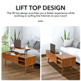 thumbnail image 3 of RichYa Wooden Lift Top Coffee Table, Large Hidden Compartment Rectangular, 3 of 8
