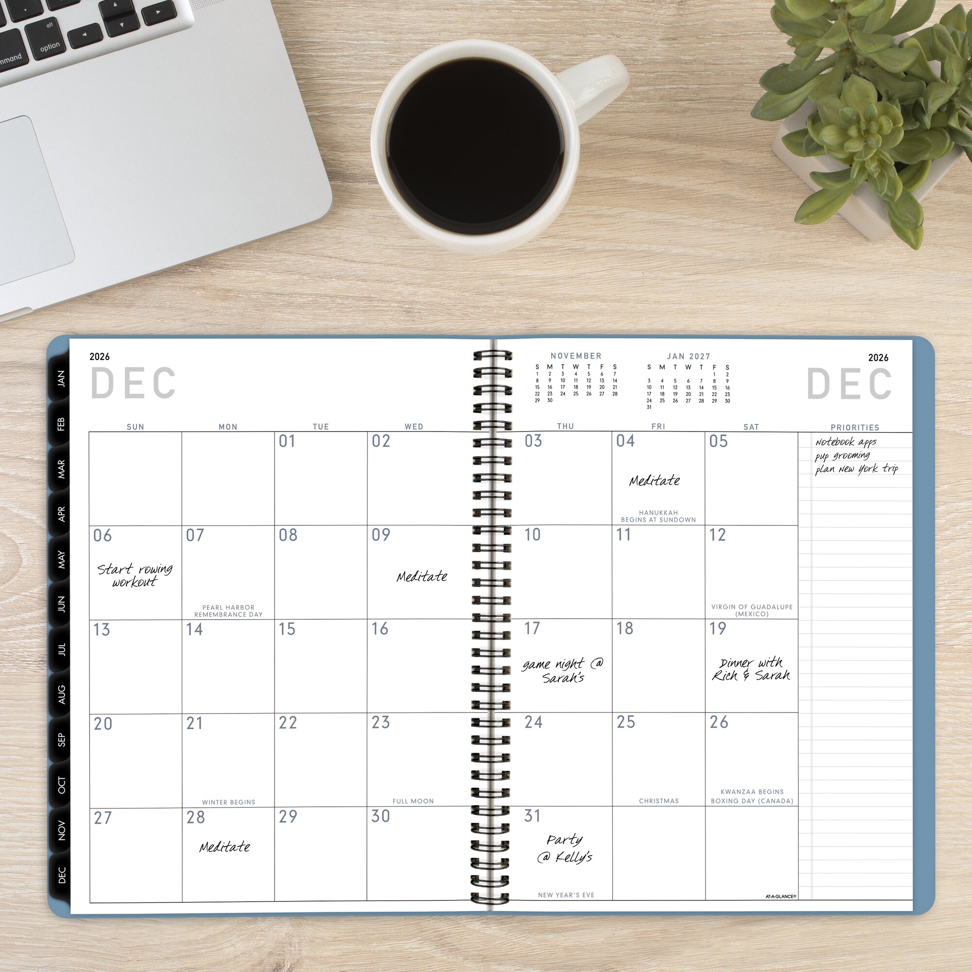 AT-A-GLANCE Contemporary Lite 2026 Weekly Monthly Planner Mineral Blue Large 8