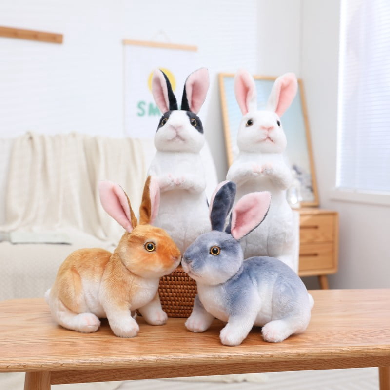 4 Pcs Bunny Stuffed Animal Plush for Easter Basket Stuffed Festival Party Favors Cute Soft Animal Plush Toys Stuffed Animals Rabbit Bulk  (White, Brown, Black, Gray)