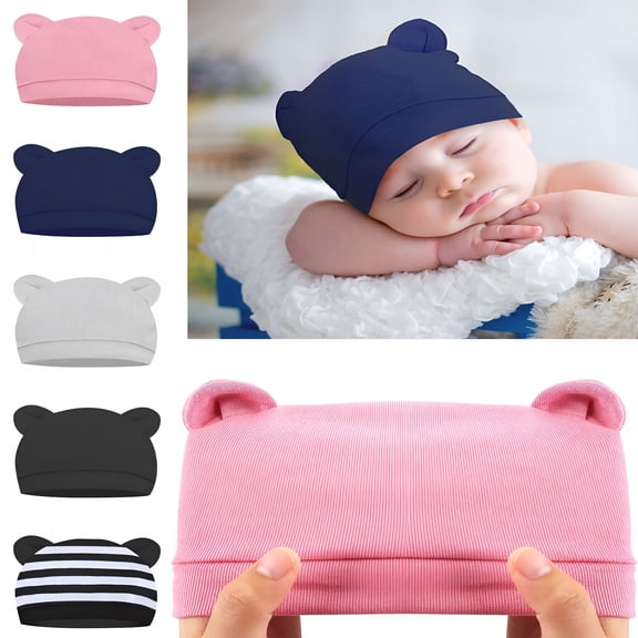 TELOLY Newborn Baby Beanie Preemie Boys Hats Autumn Winter Newborn Infant Hospital Hats for Girls 0-6 Months (Black and White)