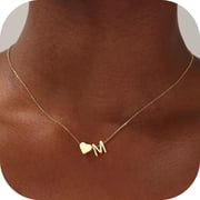 Turandoss Personalized Mothers Day Gifts for Women Mom 14K Gold Plated Dainty Cute Heart Necklace Bubble Tiny Initial A-Z Trend Jewelry for Women Her