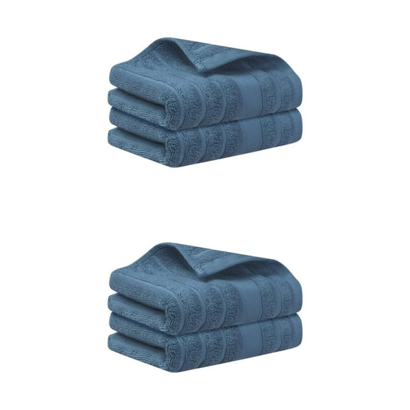 Unique Bargains Cotton Hand Towels Striped Pattern Decorative Towel for Bathroom Blue 14" x 30" Blue 14" x 30"