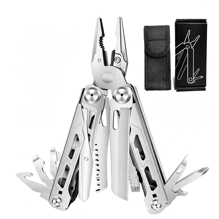EXLEAF Multitools Pliers Pro Multi Tool with Damascus Knife Replaceable Wire Cutters and Screwdirver Set Foldable Multitools with Scissors Screwdriver Ideal for Camping Survival Repair