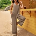 thumbnail image 3 of FAIWAD Rompers for Women Casual Knit Sleeveless Wide Leg Long Pants Overalls Summer Loose Jumpsuit with Pockets, 3 of 8