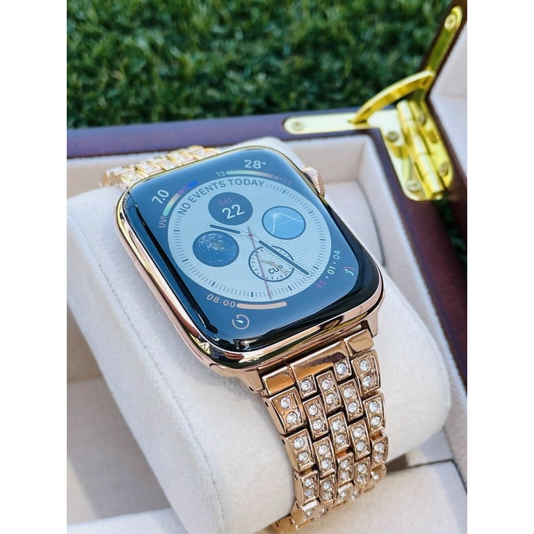 Custom 24K Rose Gold 44MM iWatch SERIES 5 Stainless Steel Rose