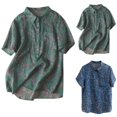 thumbnail image 1 of Fiudx Camisas de Mujer Camiseta Holgada Informal con Estampado para Mujer, Camisetas de Manga Corta con Cuello Redondo y Blusa de Lino, 1 of 7
