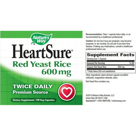 Nature's Way Heartsure Red Yeast Rice 600 mg 120 Veg Caps