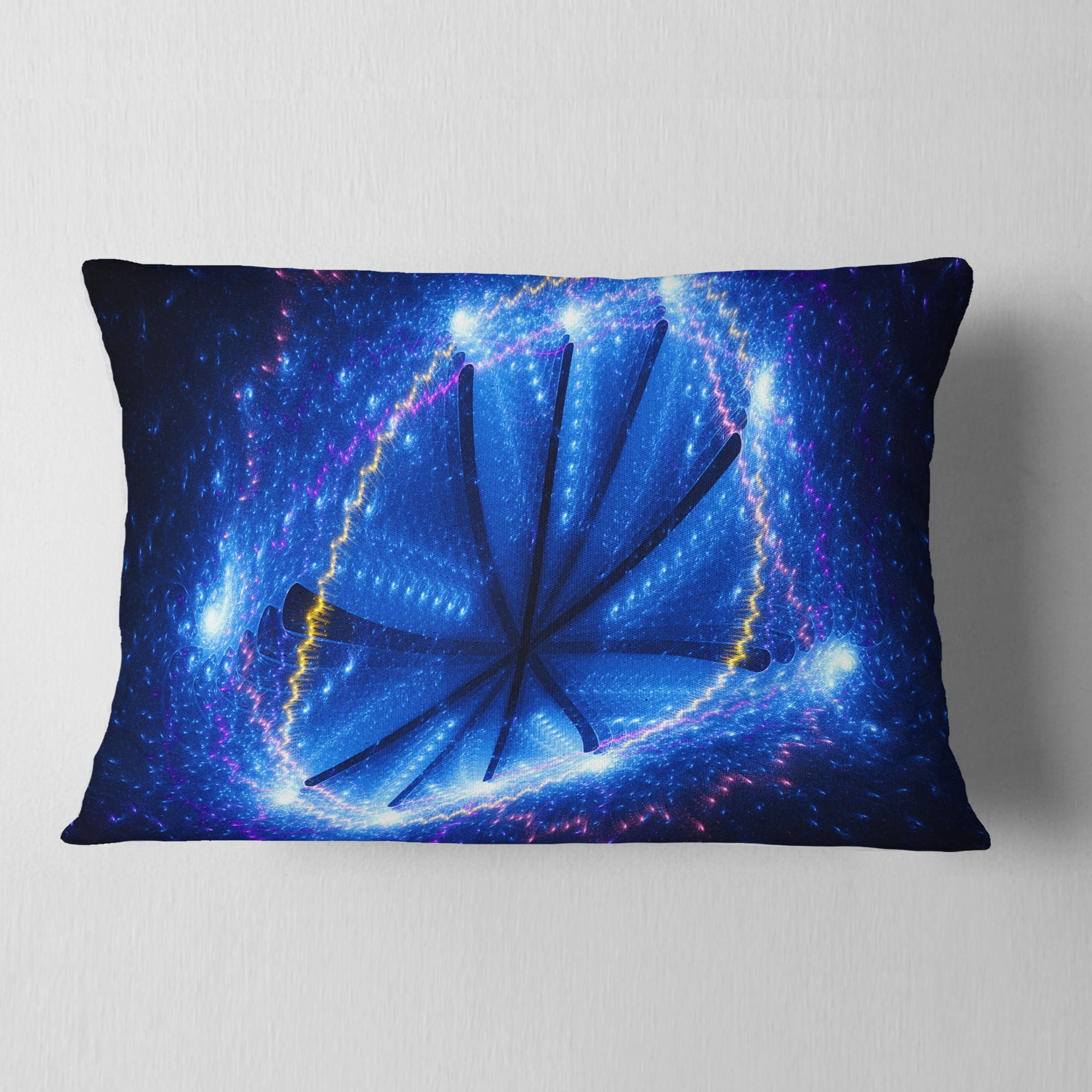 Designart Blue Star Clusters - Abstract Throw Pillow - 12x20