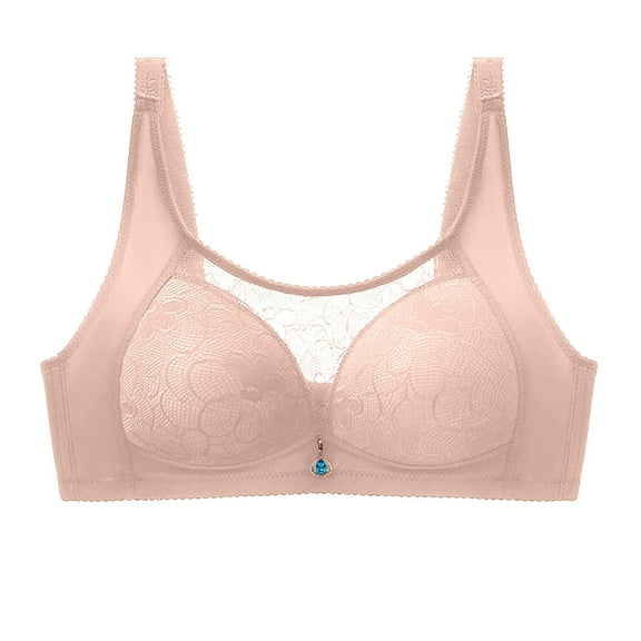 Penkiiy Women Bras Woman's Fashion Bowknot Printing Comfortable Hollow Out Bra Underwear No Rims Beige Bras