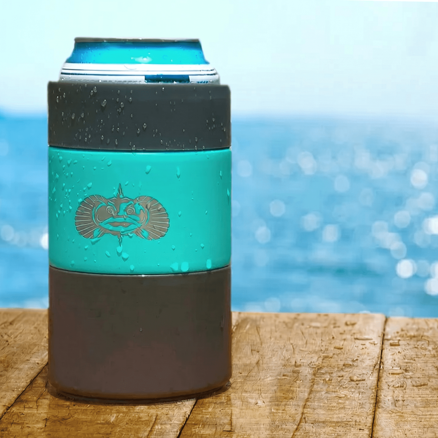 (2 pack) Toadfish Non-Tipping Can Cooler Sleeve 12 oz – SmartGrip Suction Base, Insulated, Universal Fit, Teal