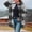 Black#1, variant on Women's Casual Winter Button-Down Jacket | Loose Fit Printed Long Sleeve Collar Coat for Weekend Errands and Coffee Shop Strolls