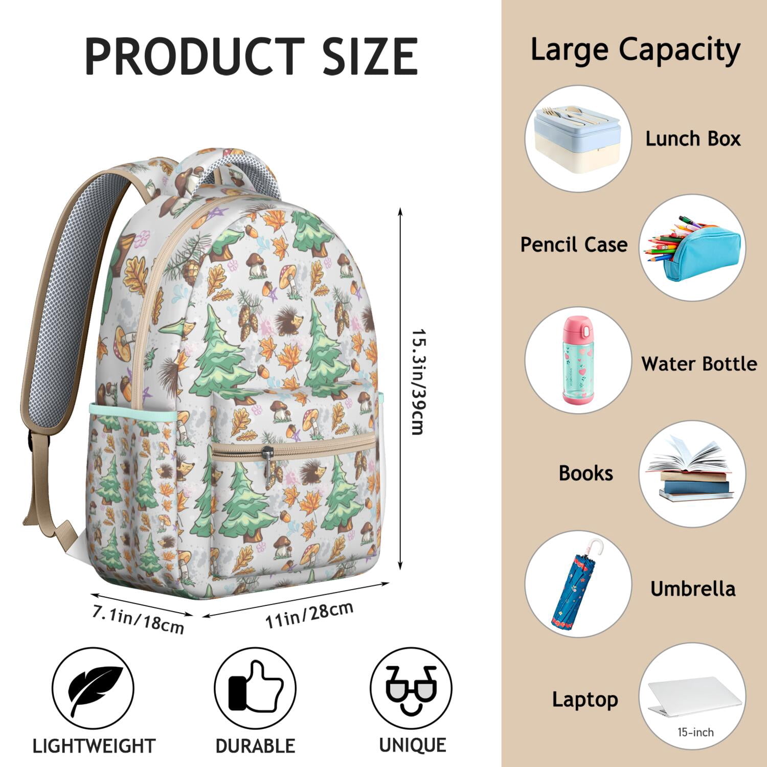 Badger Patterned Backpack - Waterproof & Lightweight Bookbag for College, Trendy Laptop Backpack for Teens, Functional & Fashionable Daily Carry