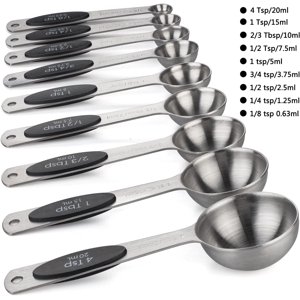 LABAKUI-Magnetic Measuring Spoons Set of 9 Stainless Steel Measuring Spoons