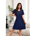 thumbnail image 5 of Ekouaer Nightgowns for Women V-Neck House Dresses Short Sleeve Moo Moos Mumu Dresses Lounge Dress, 5 of 8