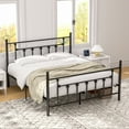 thumbnail image 6 of Victorian Queen Size Metal Platform Bed Frame with Headboard & Footboard, No Box Spring Needed, Black, 6 of 15